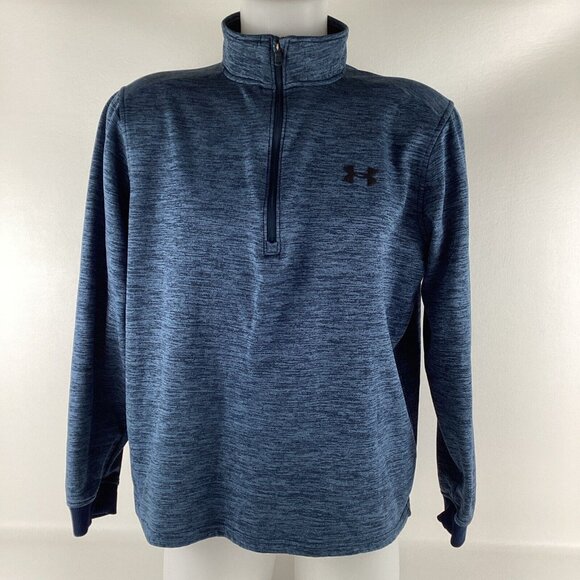 Under Armour Loose ColdGear Half Zip Fleece Sweater Pullover Mens Large Blue - Picture 3 of 10
